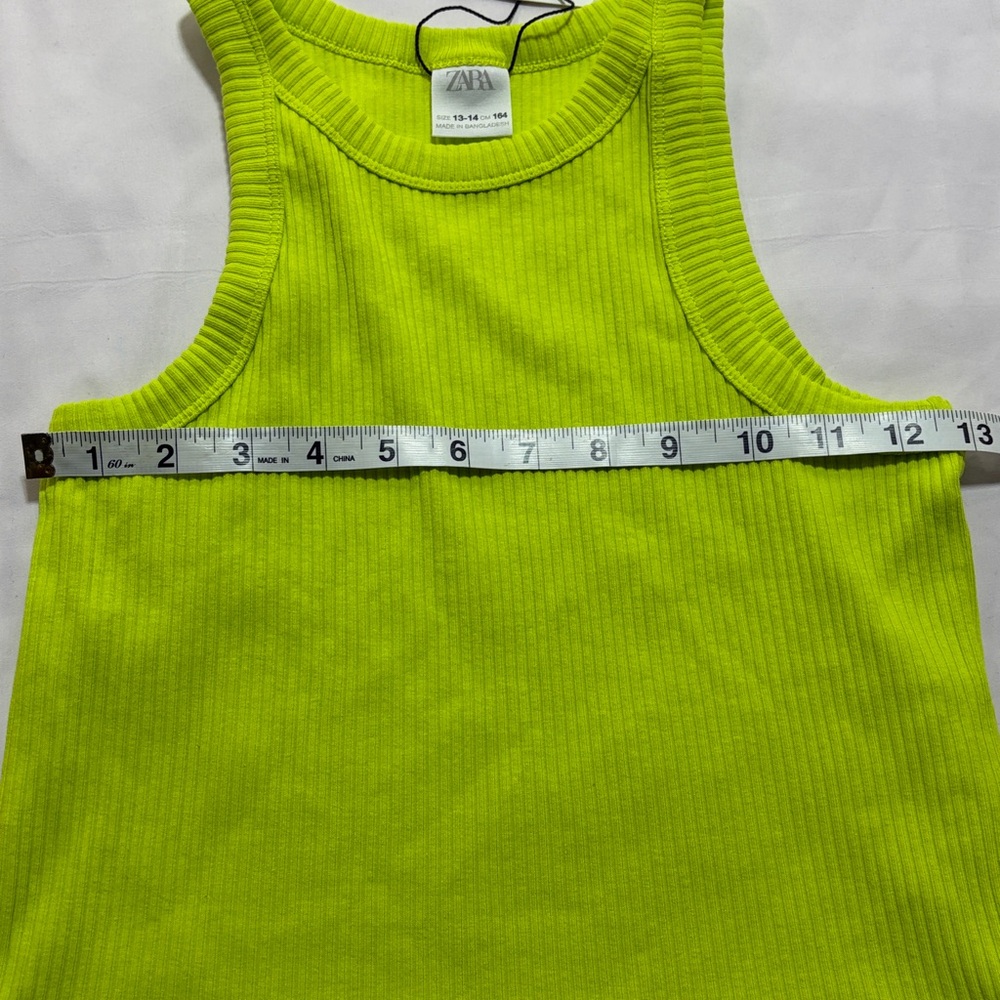 Zara girls cropped tank top size 13-14 lime green NWT - Picture 4 of 7